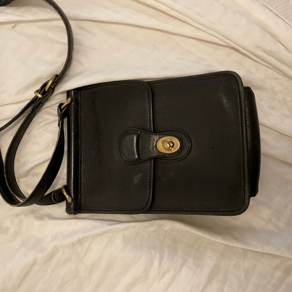 Coach Handbag Purse; Kitt Messenger, circa 1994; Black Leather